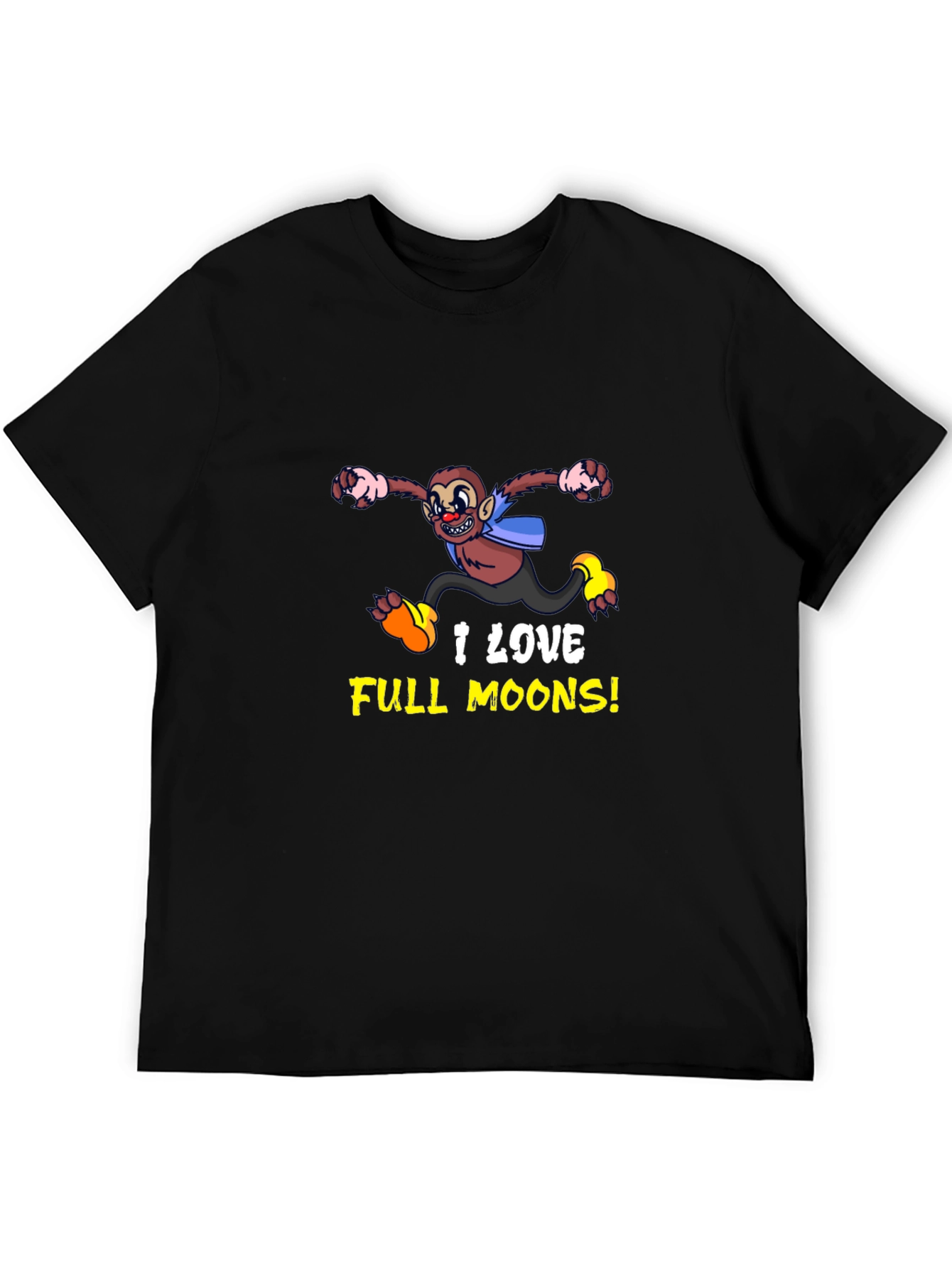 Funny Monkey I Love Full Moons Graphic Tee