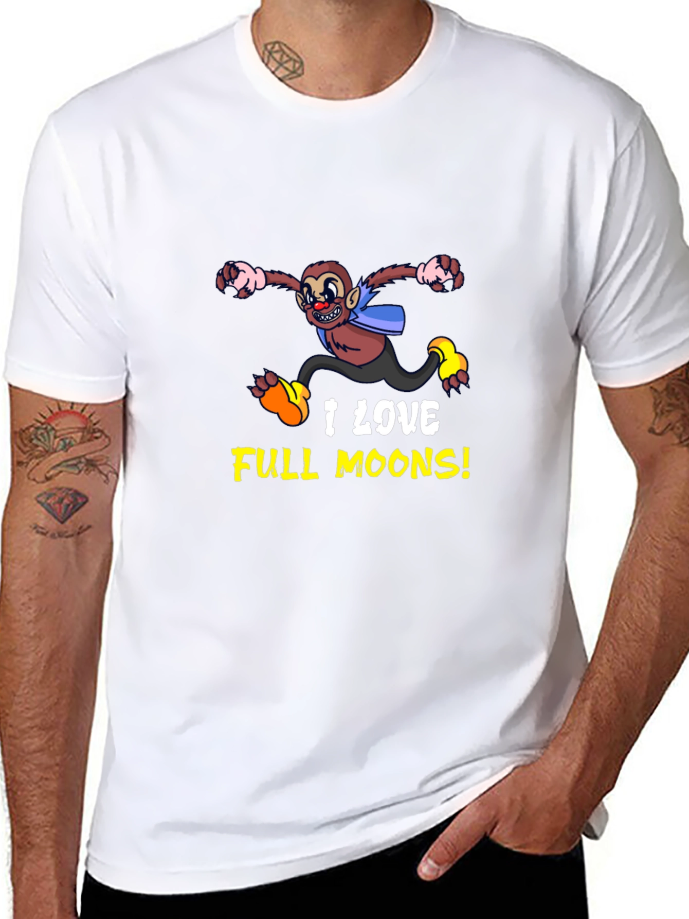 Funny Monkey I Love Full Moons Graphic Tee