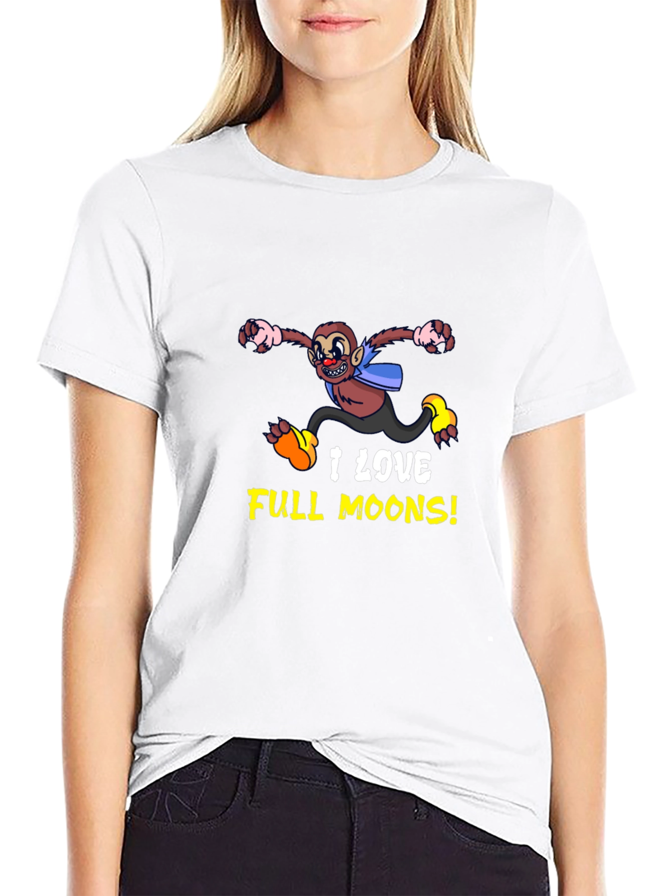 Funny Monkey I Love Full Moons Graphic Tee
