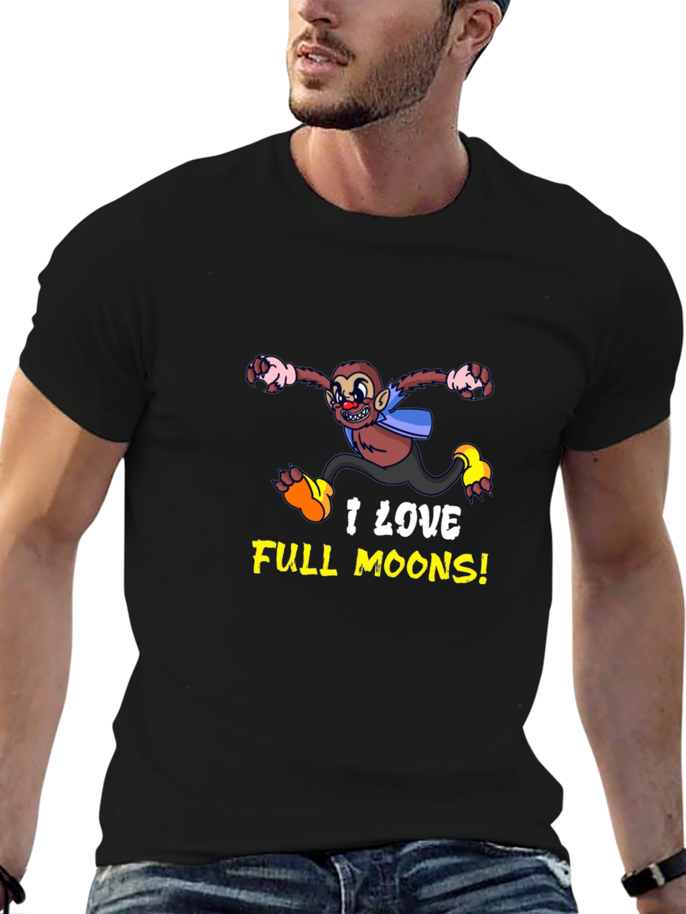 Funny Monkey I Love Full Moons Graphic Tee
