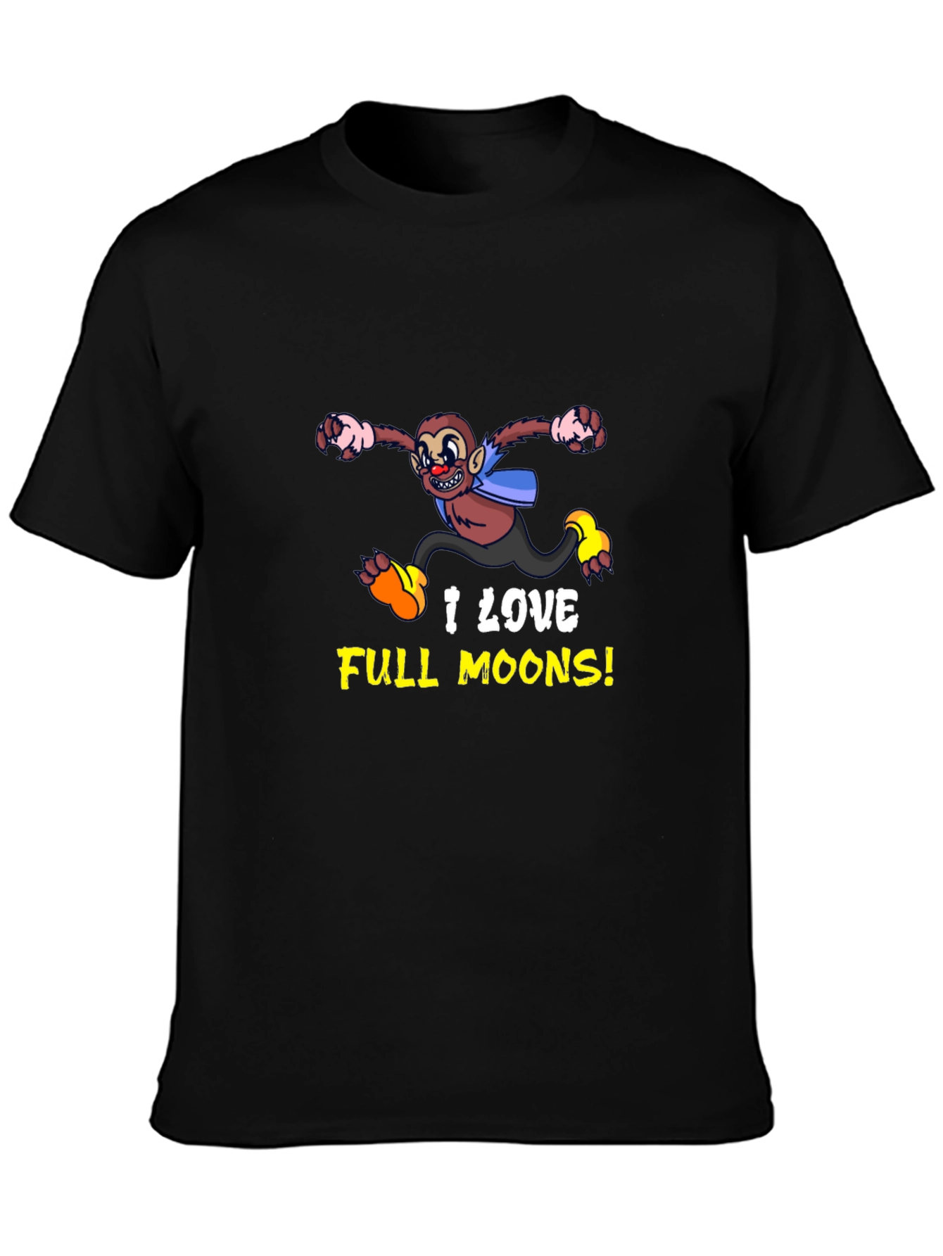 Funny Monkey I Love Full Moons Graphic Tee