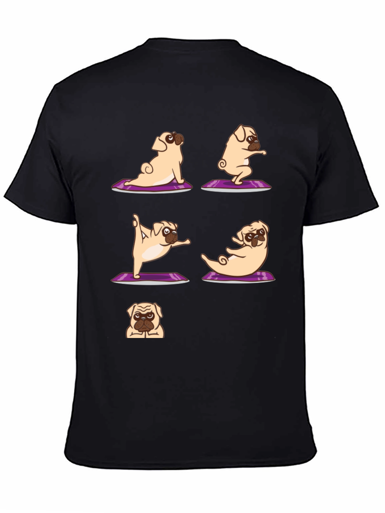 Yoga Pugs Black T-Shirt
