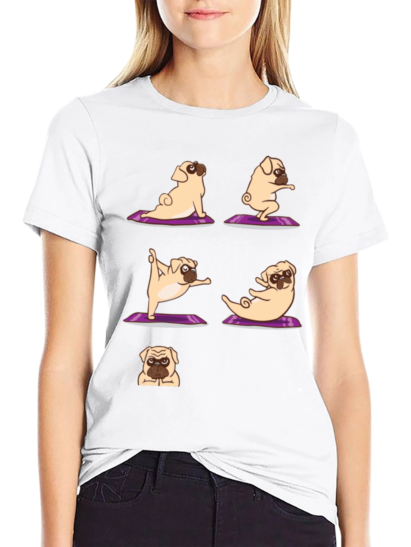 Yoga Pugs Black T-Shirt