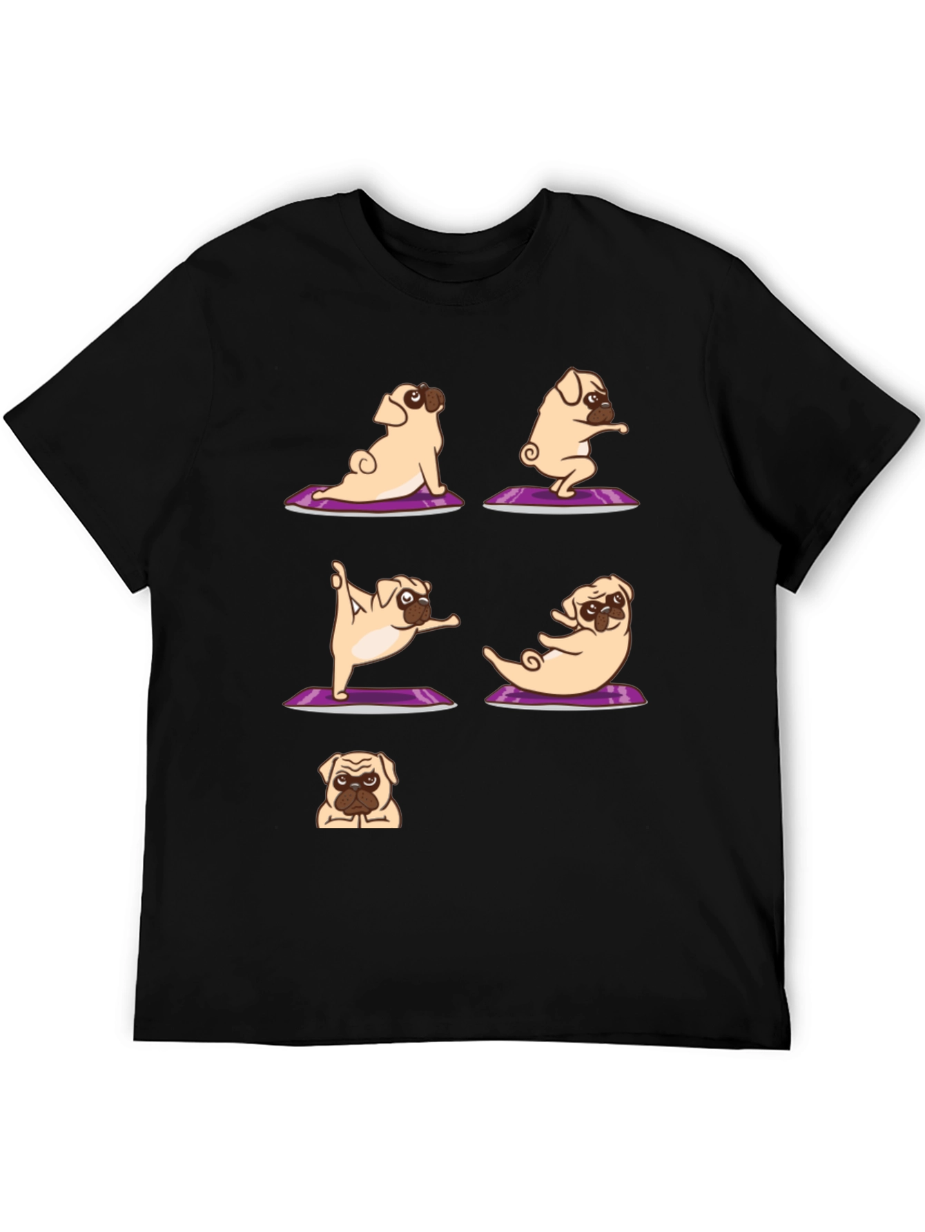 Yoga Pugs Black T-Shirt