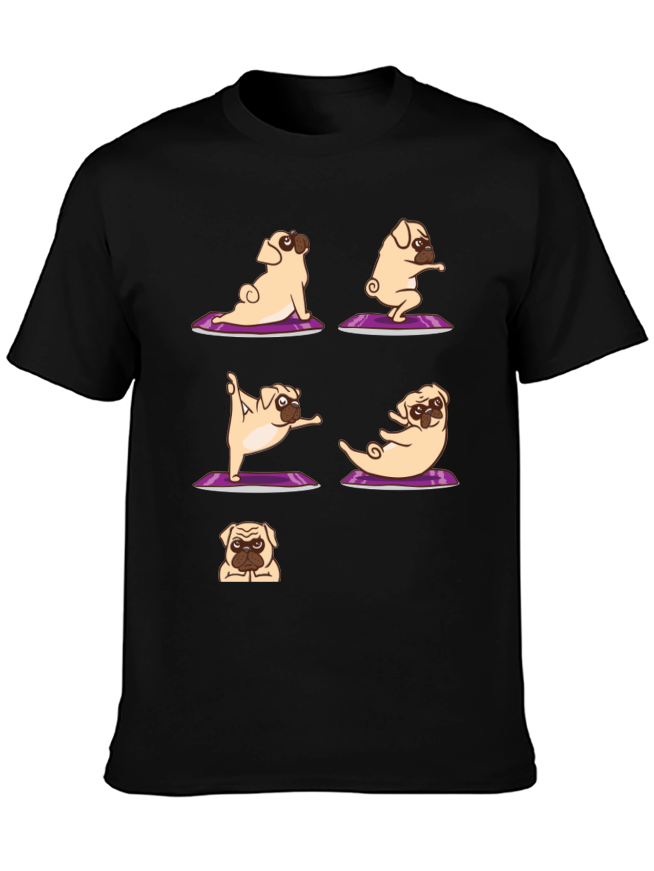 Yoga Pugs Black T-Shirt