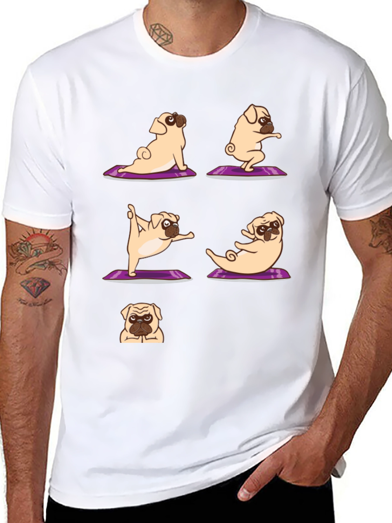Yoga Pugs Black T-Shirt
