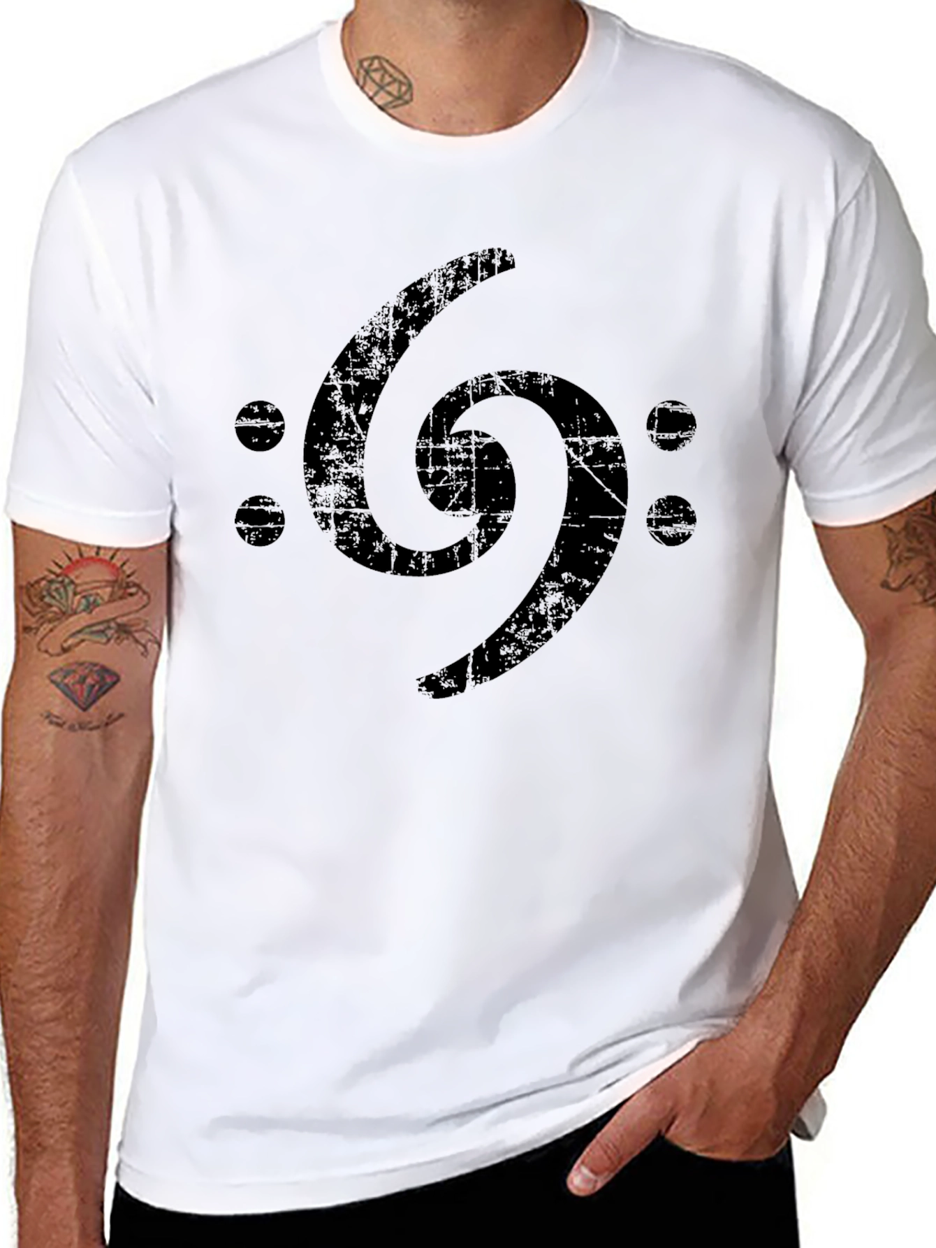 Bass Clef Symbol Graphic Tee - Black