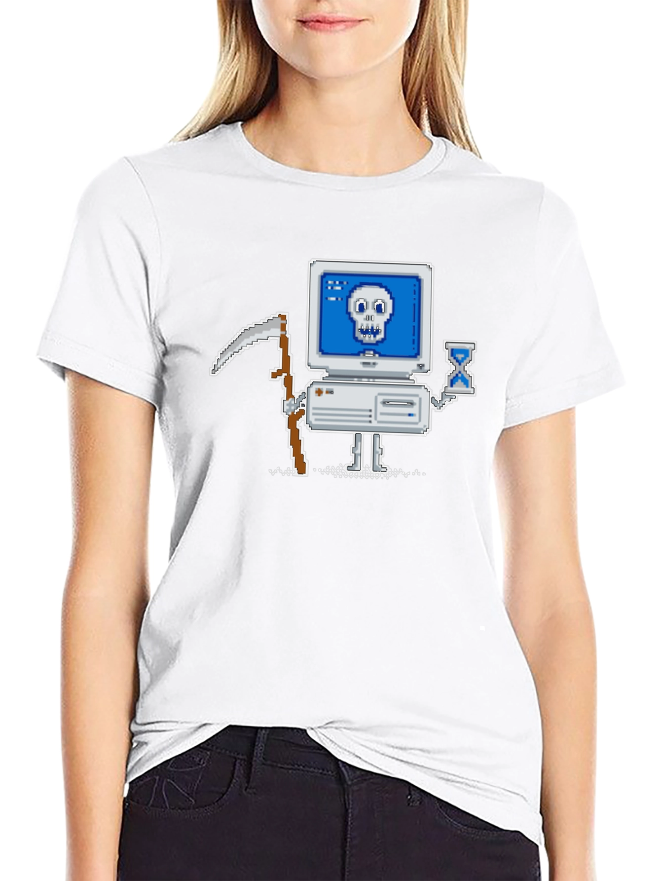 Retro Gamer T-Shirt - Pixel Art Computer Reaper