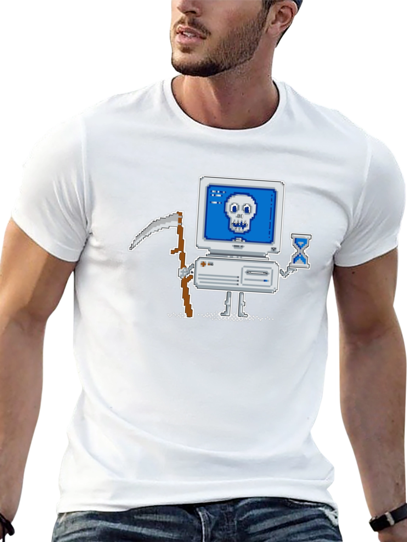 Retro Gamer T-Shirt - Pixel Art Computer Reaper