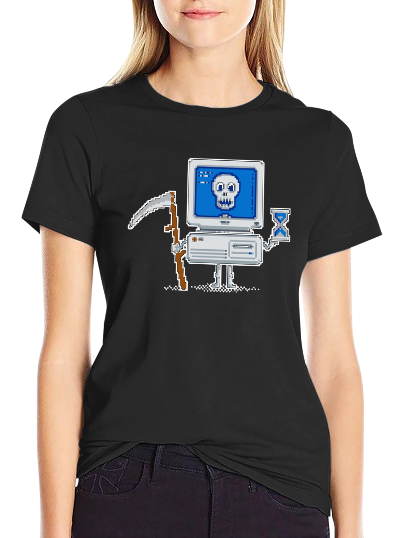 Retro Gamer T-Shirt - Pixel Art Computer Reaper