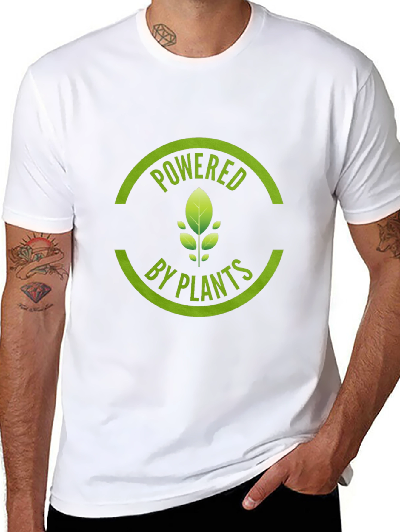Powered by Plants Graphic Tee - Black Cotton T-Shirt