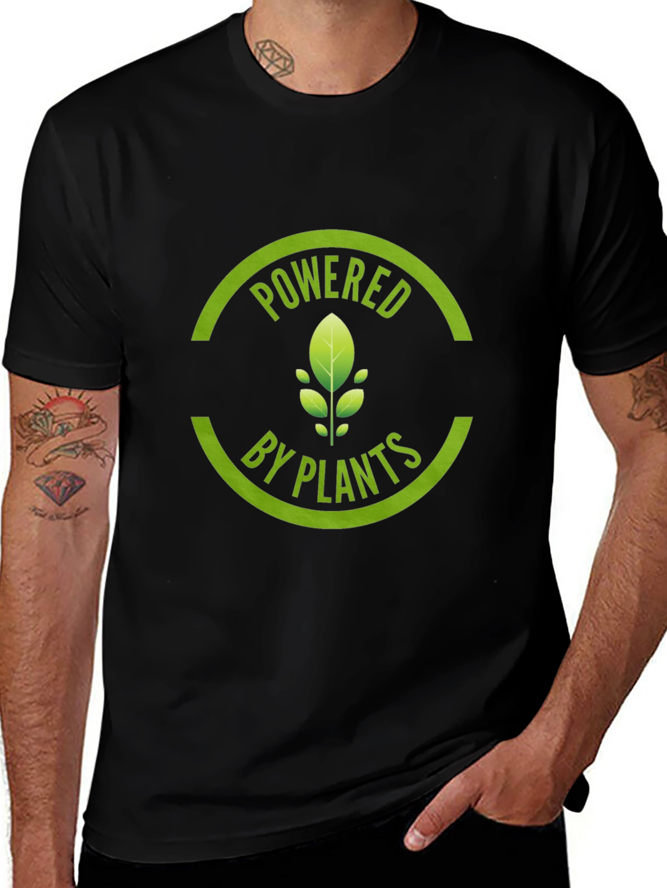 Powered by Plants Graphic Tee - Black Cotton T-Shirt