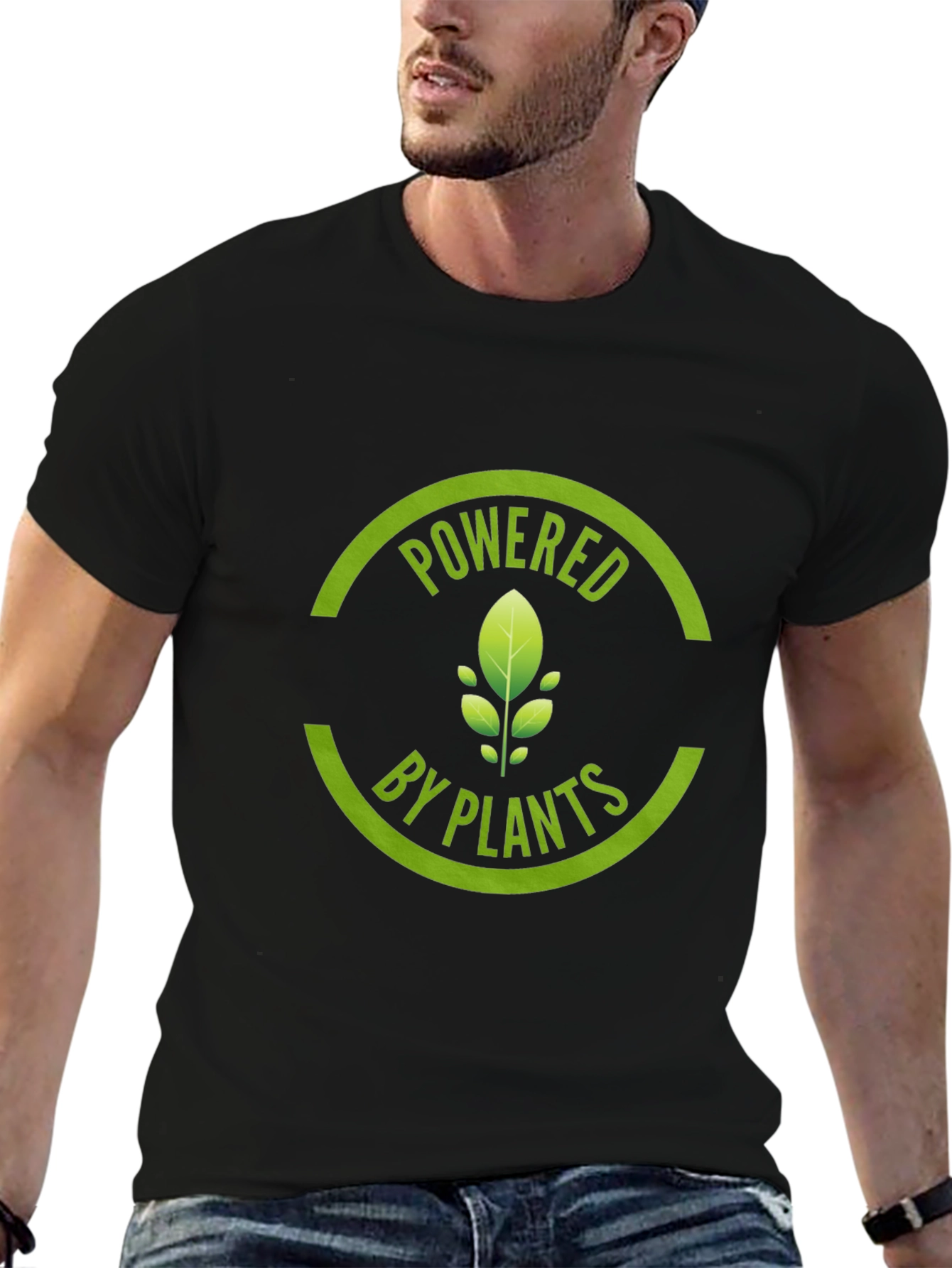 Powered by Plants Graphic Tee - Black Cotton T-Shirt