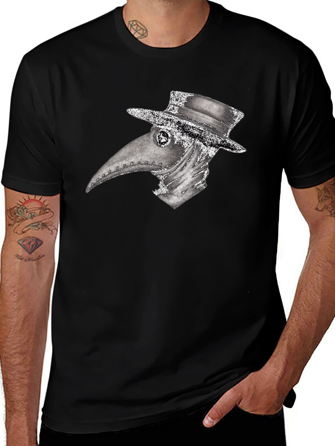 Plague Doctor Graphic Tee - Unique Creepy Design