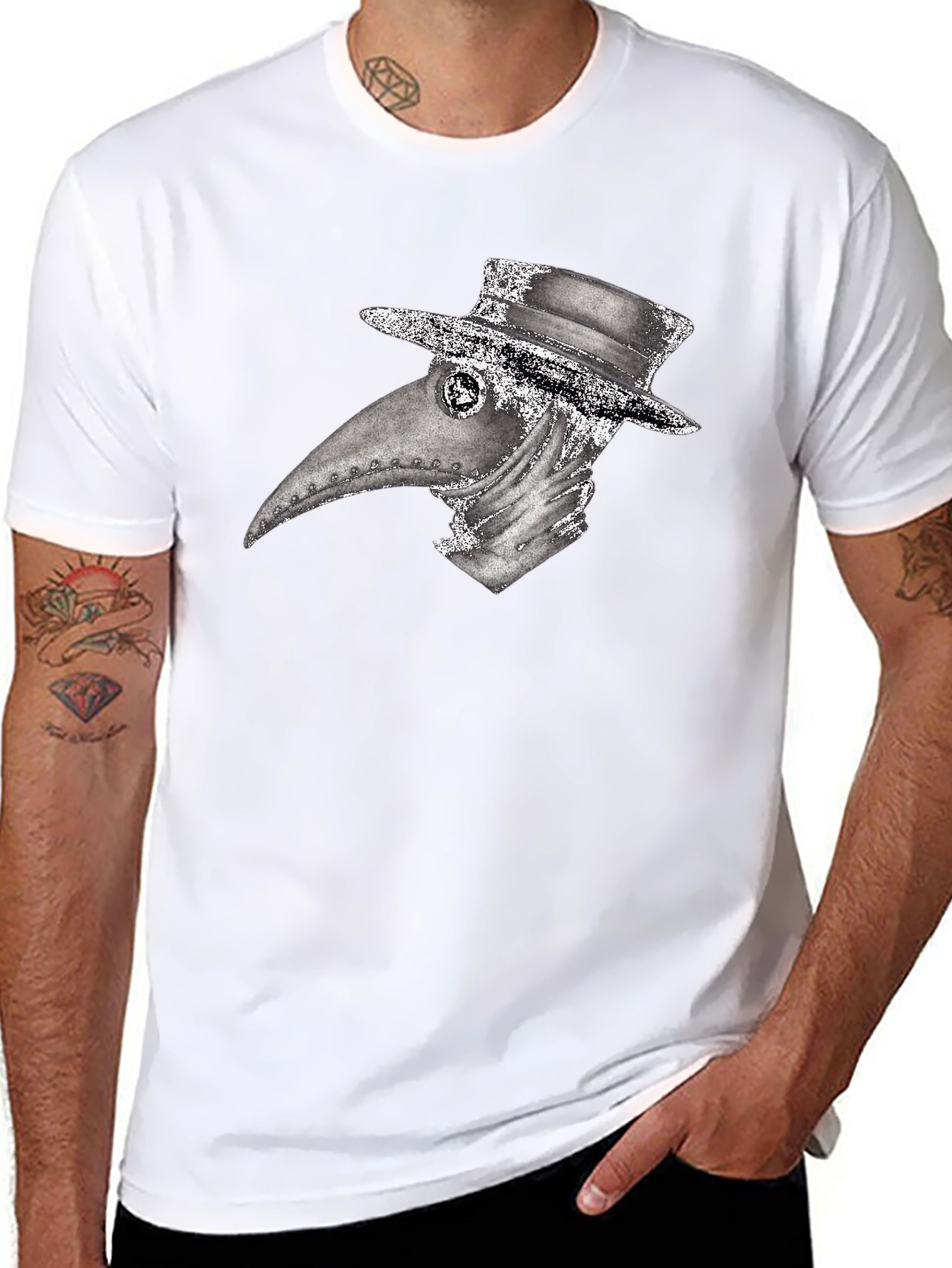 Plague Doctor Graphic Tee - Unique Creepy Design