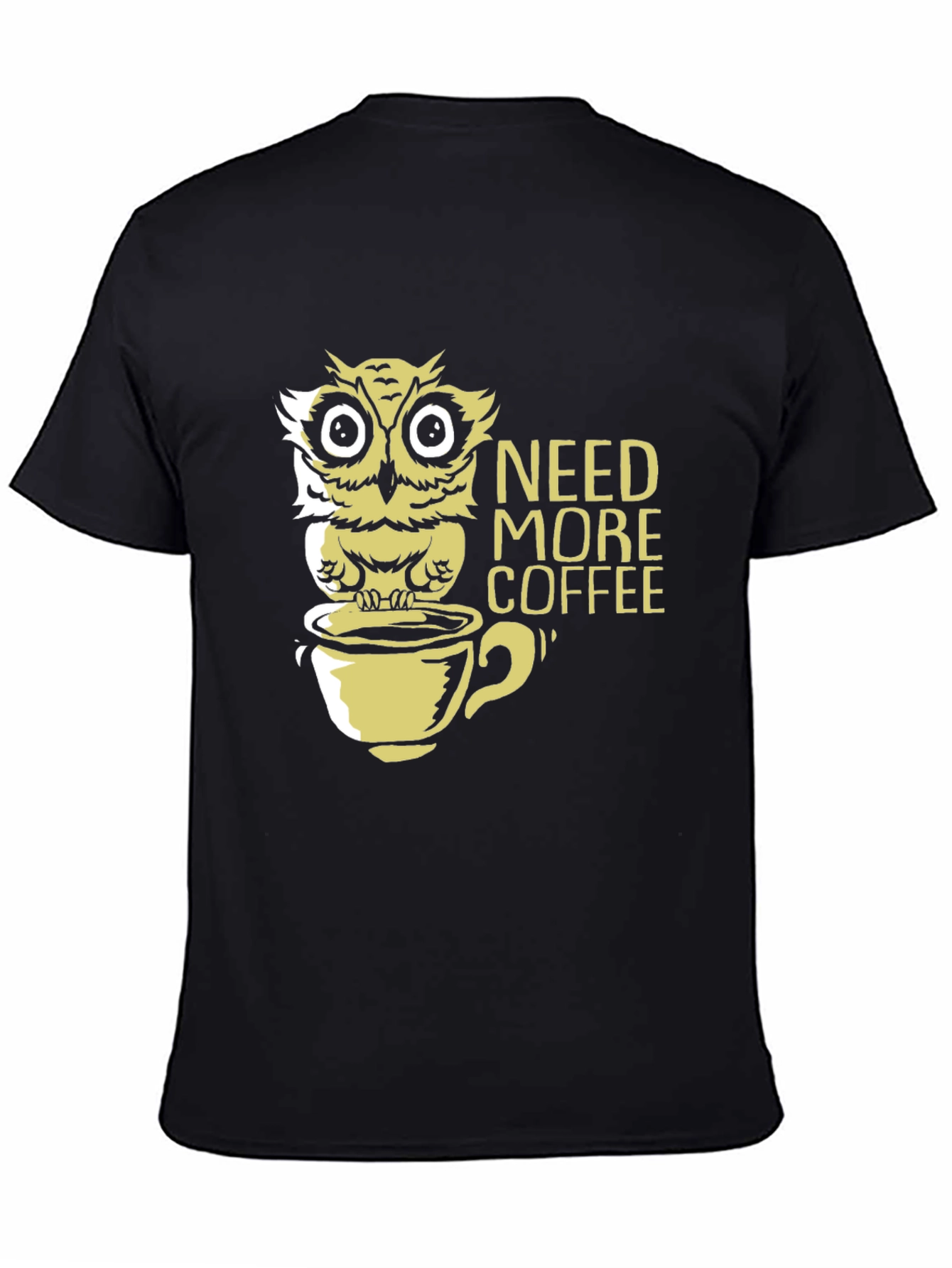 Need More Coffee Owl Graphic Tee - Black