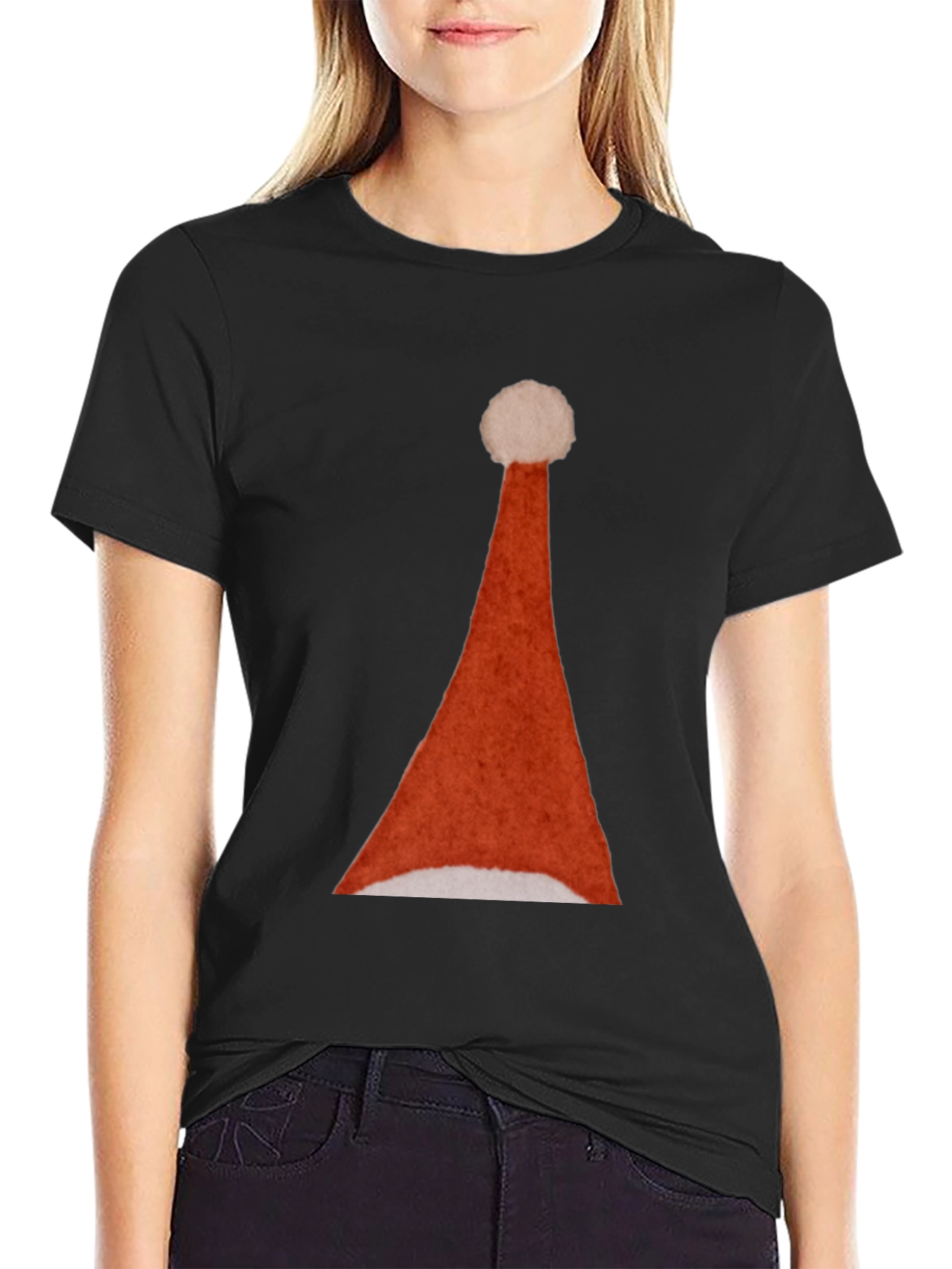 Santa Hat Graphic Tee - Holiday Festive T-Shirt