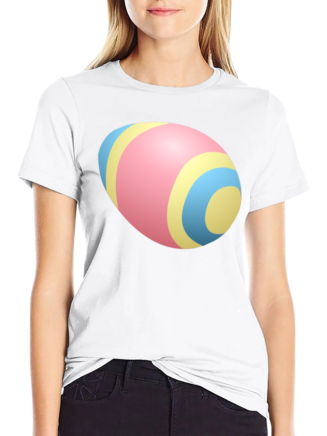 Easter Egg Pattern Black T-Shirt