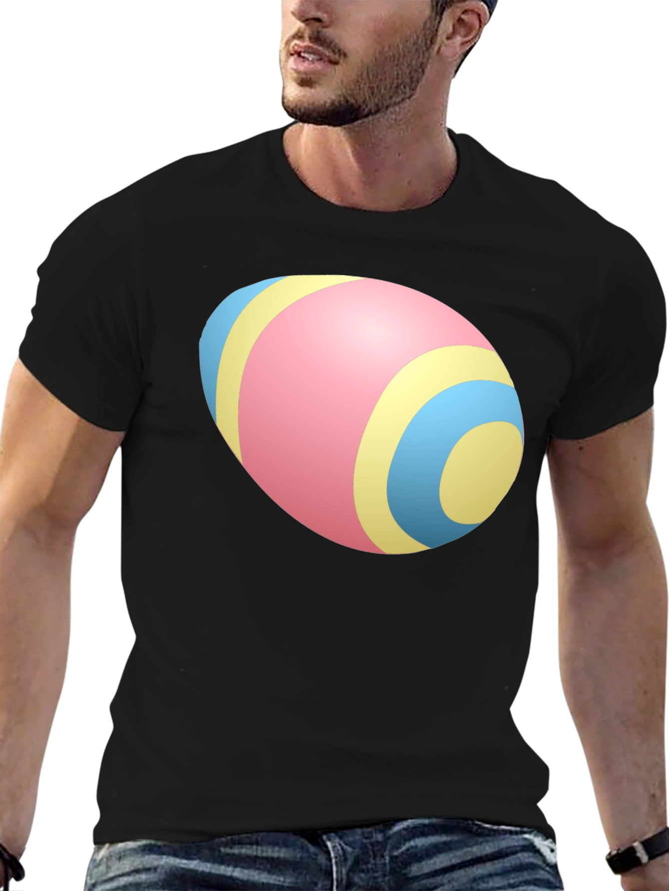 Easter Egg Pattern Black T-Shirt