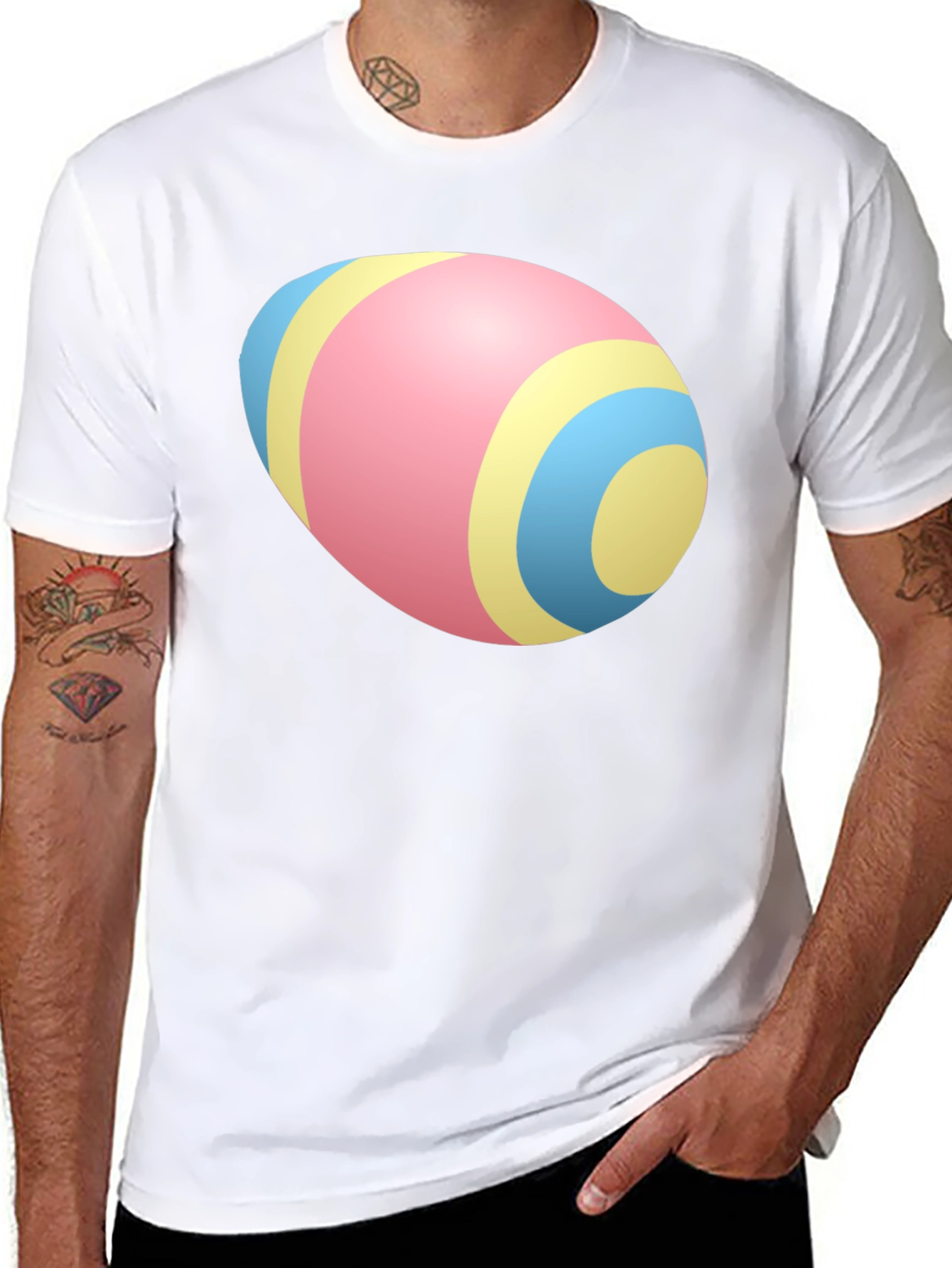 Easter Egg Pattern Black T-Shirt
