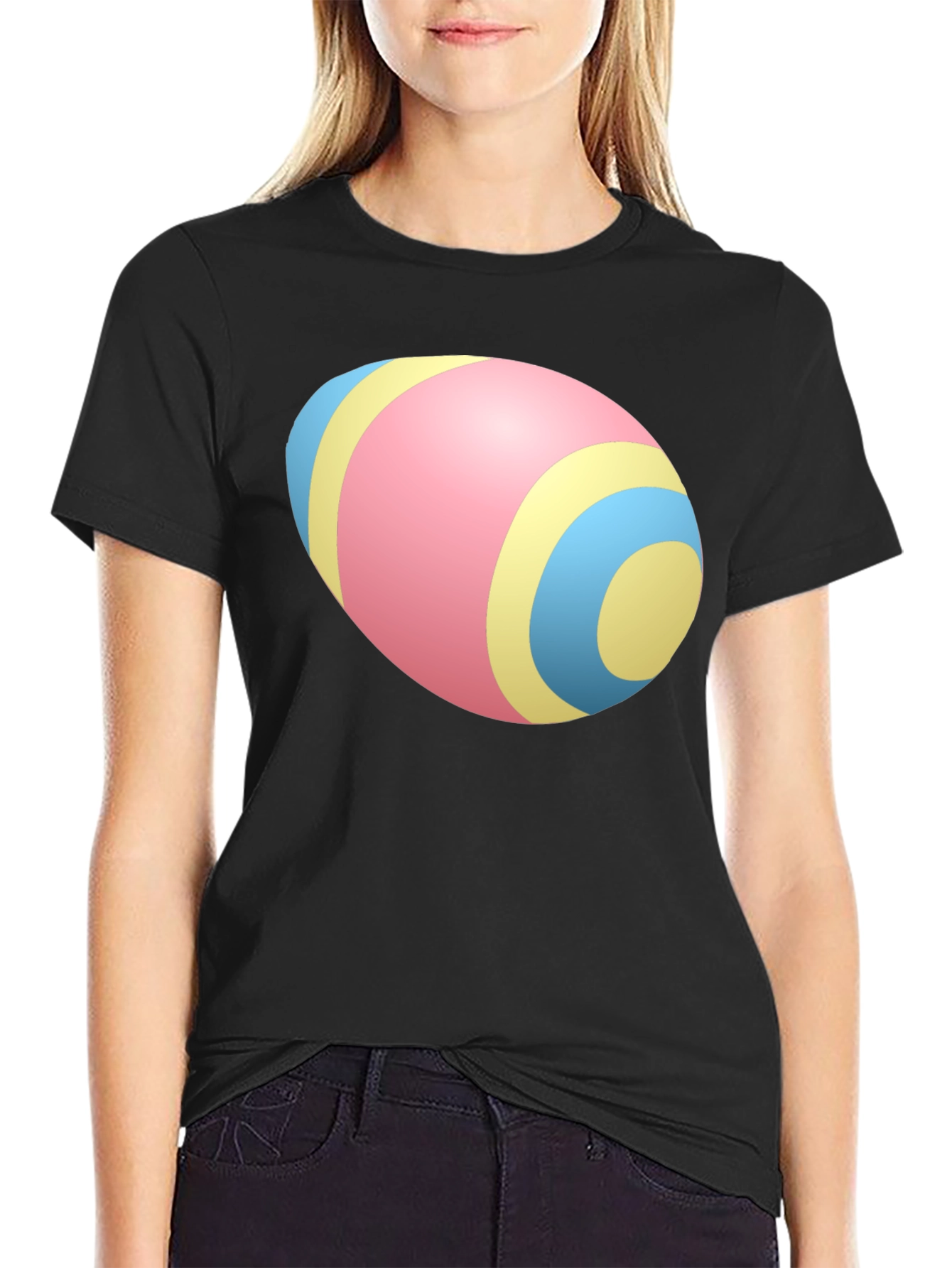 Easter Egg Pattern Black T-Shirt