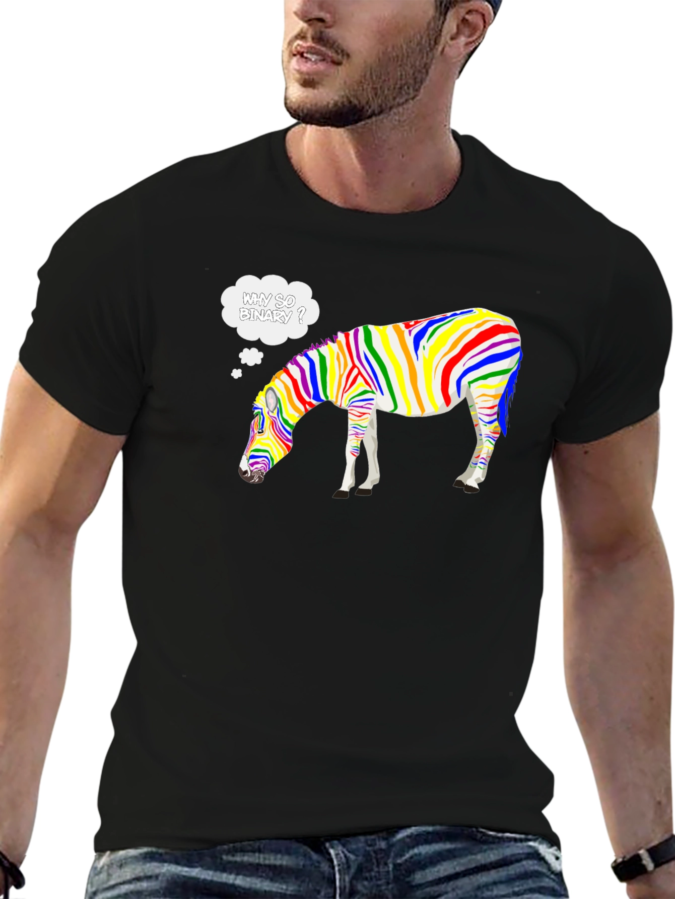 Why So Binary Zebra T-Shirt - Rainbow Pride Tee