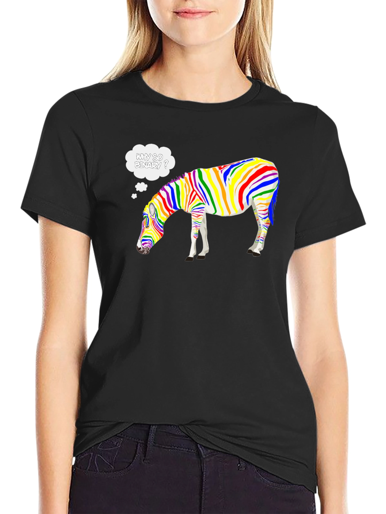 Why So Binary Zebra T-Shirt - Rainbow Pride Tee