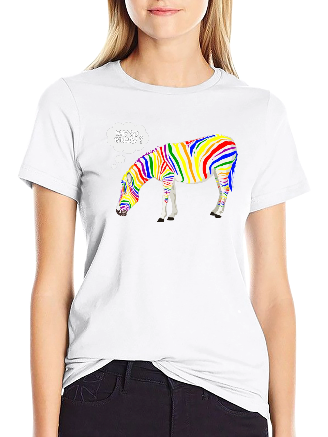 Why So Binary Zebra T-Shirt - Rainbow Pride Tee