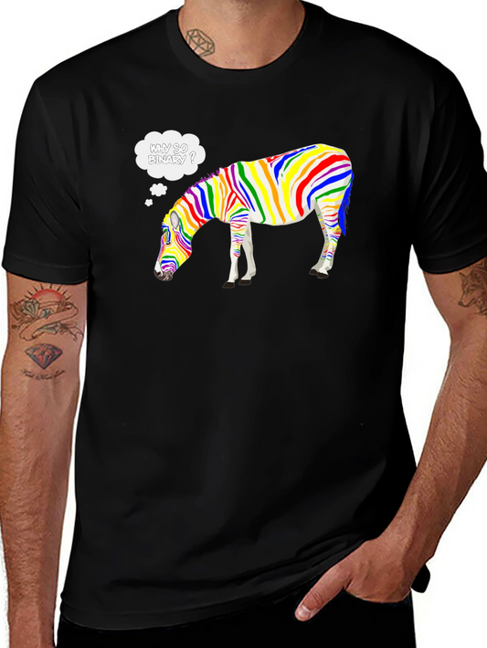 Why So Binary Zebra T-Shirt - Rainbow Pride Tee