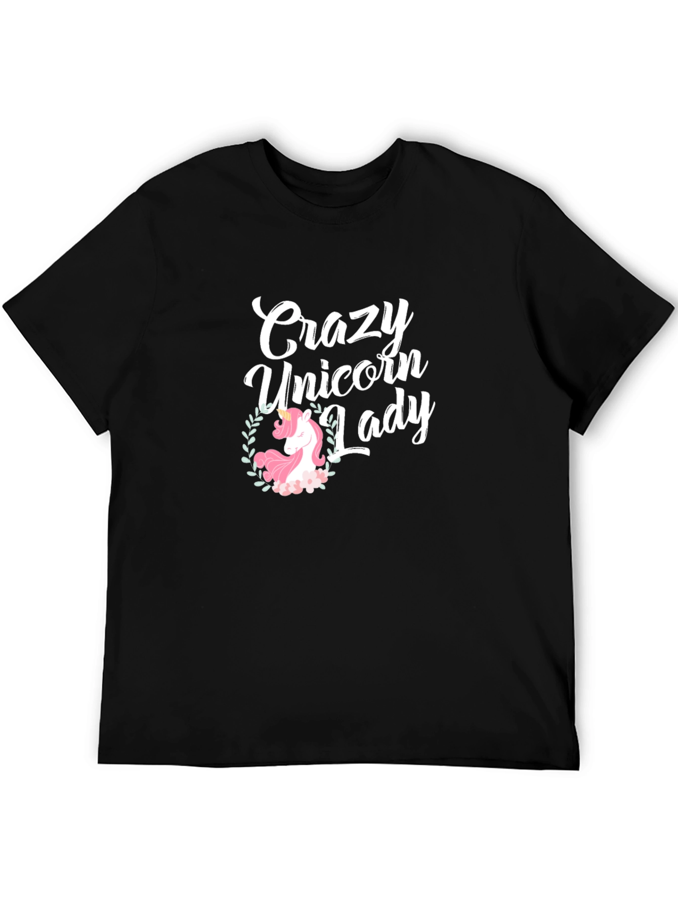 Crazy Unicorn Lady Black T-Shirt