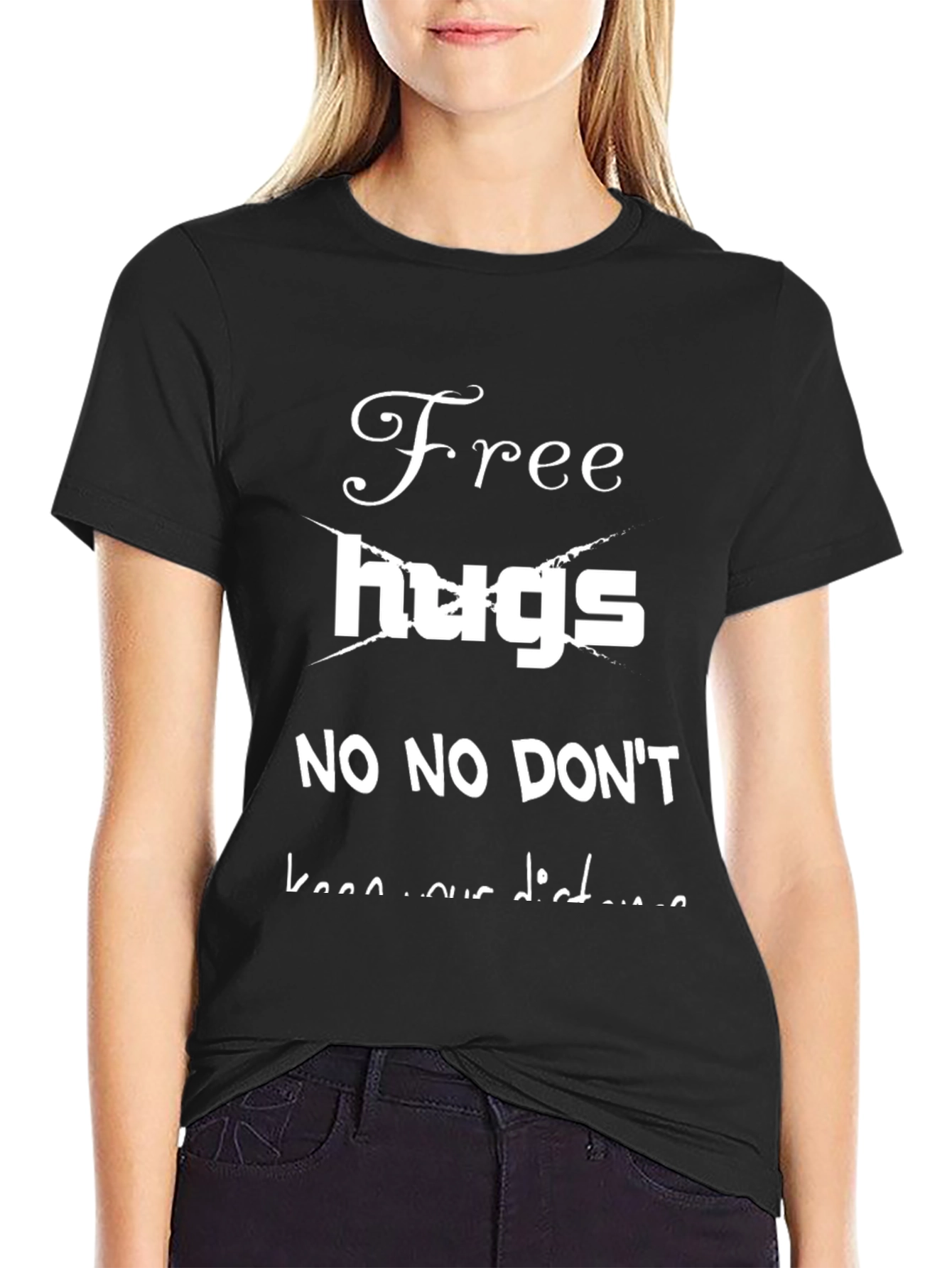 Humorous Free Hugs T-Shirt - Social Distancing Tee