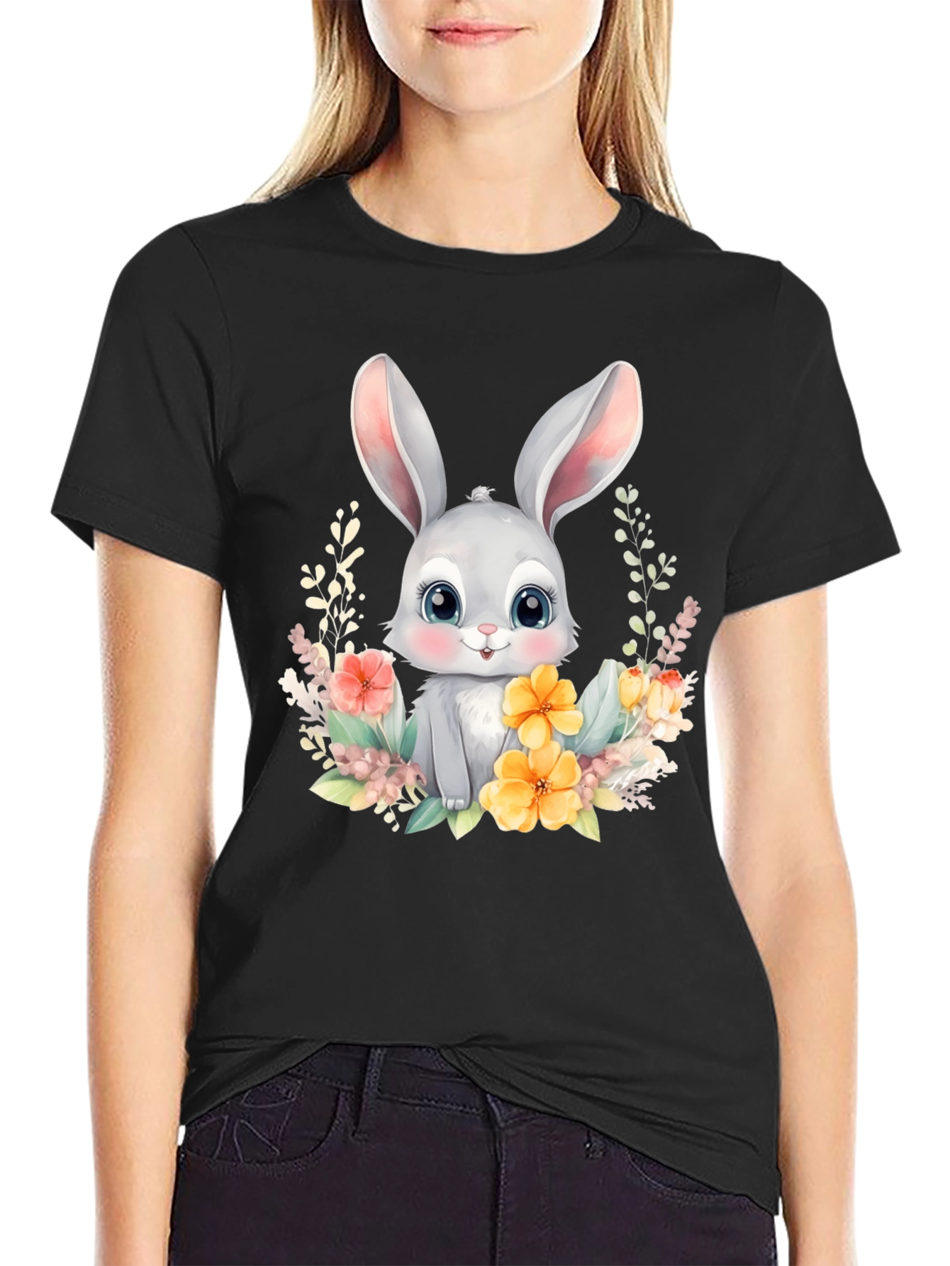 Cute Easter Bunny Flower T-Shirt