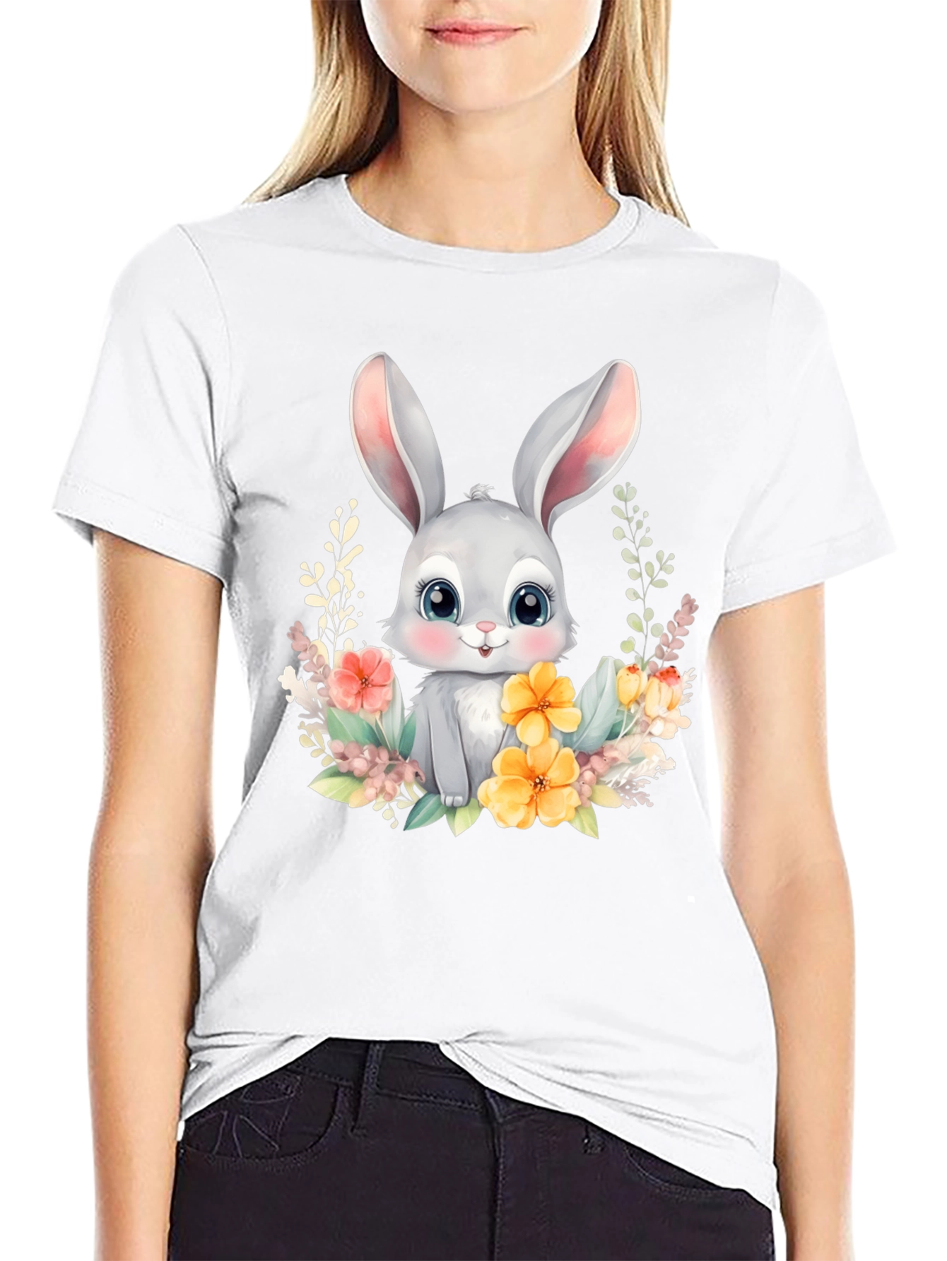 Cute Easter Bunny Flower T-Shirt