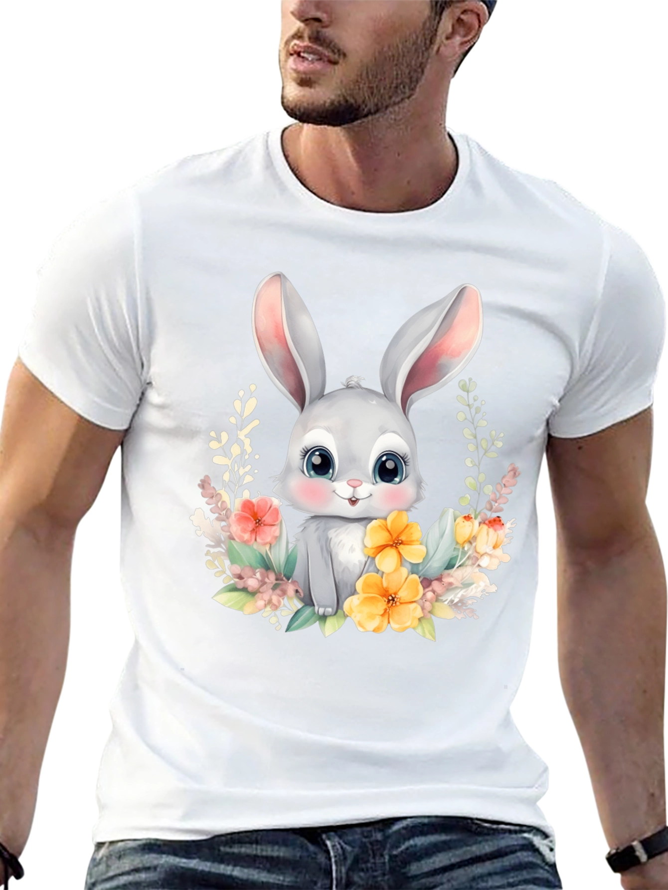 Cute Easter Bunny Flower T-Shirt