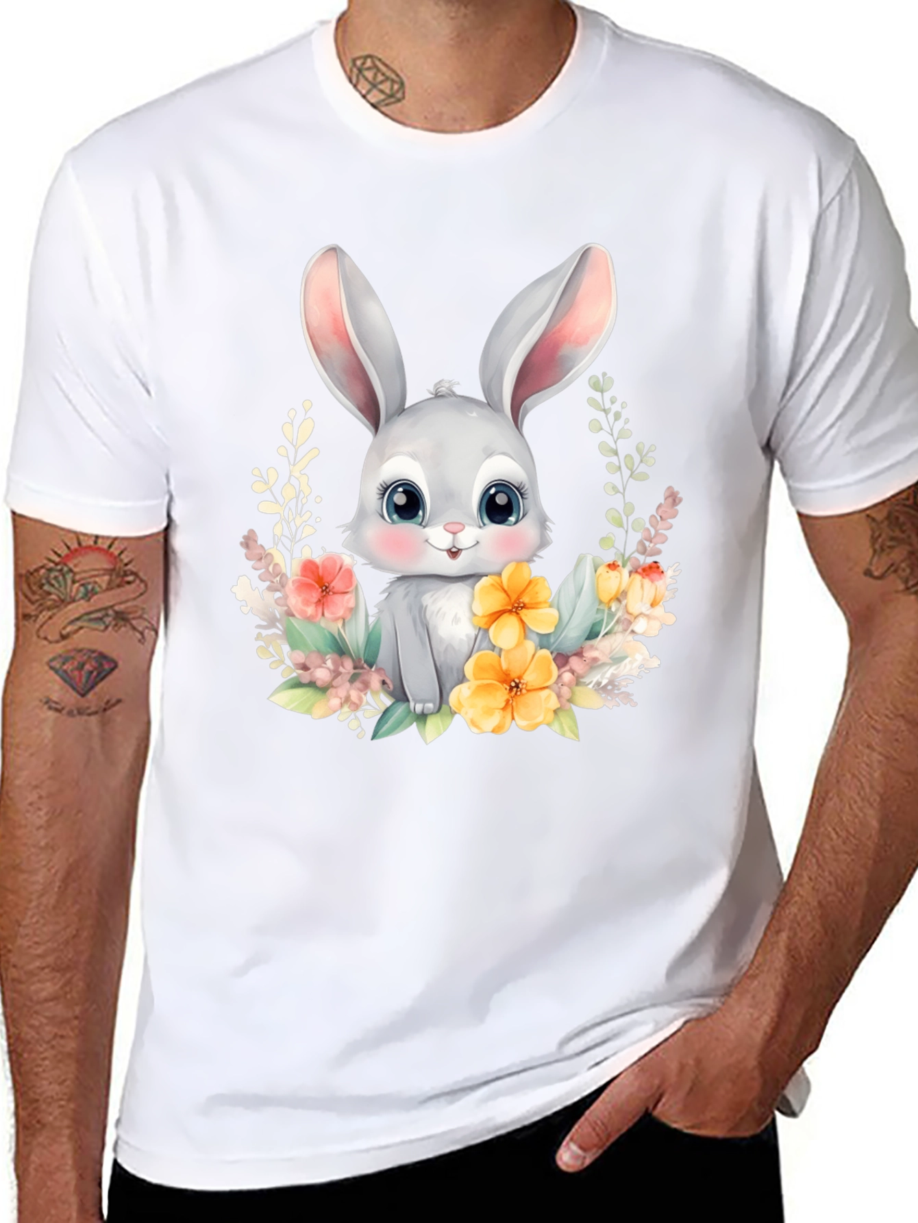 Cute Easter Bunny Flower T-Shirt