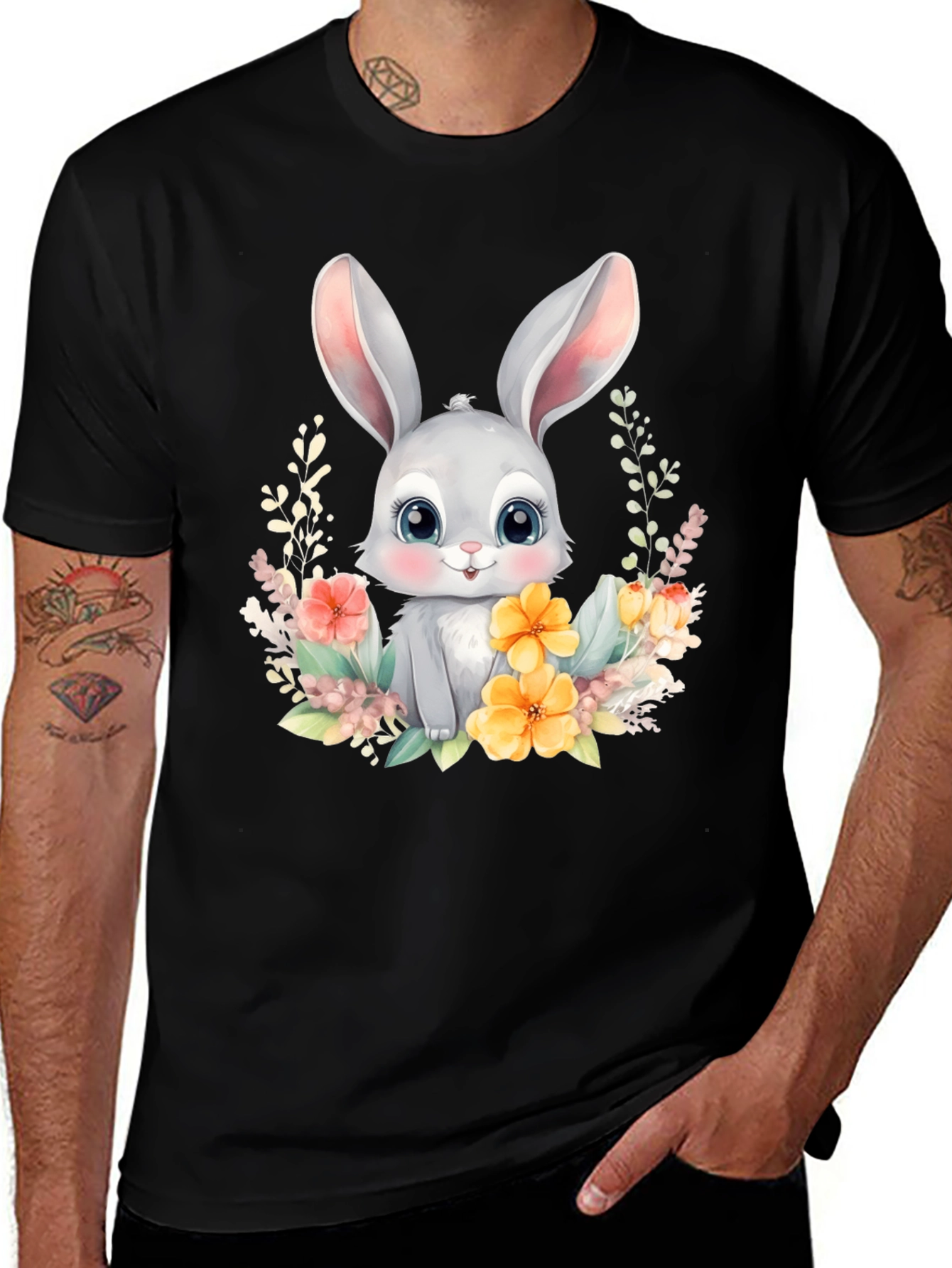Cute Easter Bunny Flower T-Shirt