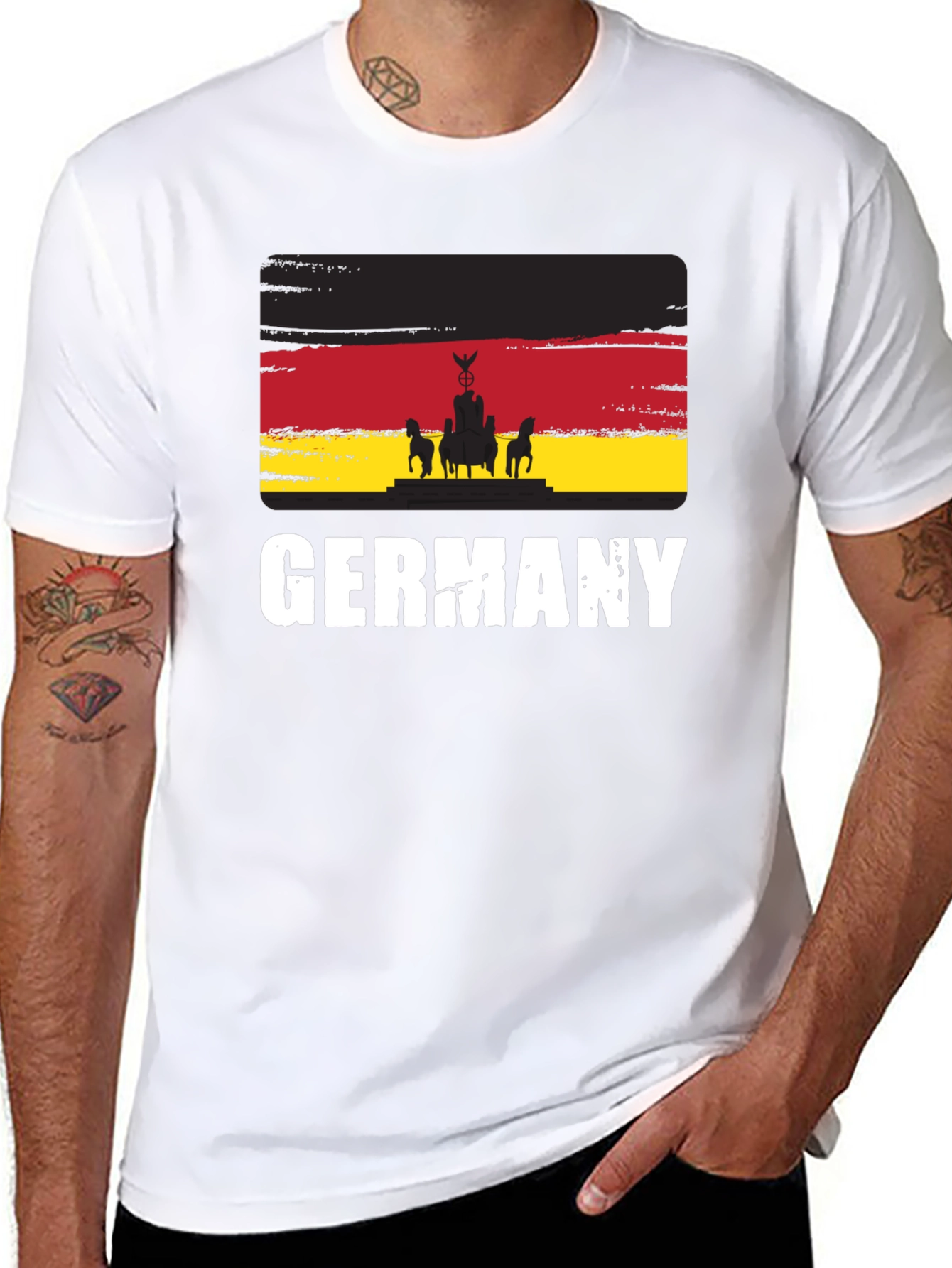 Germany Flag Graphic Tee - Black Cotton T-Shirt