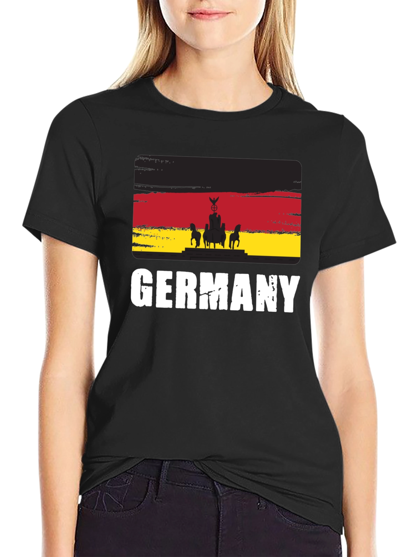 Germany Flag Graphic Tee - Black Cotton T-Shirt