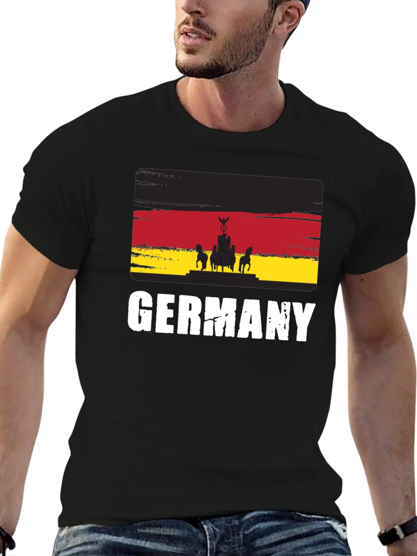 Germany Flag Graphic Tee - Black Cotton T-Shirt