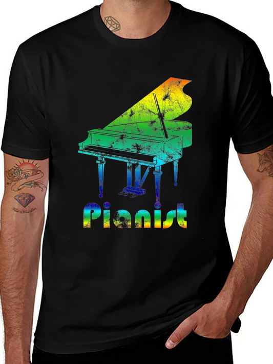 Rainbow Pianist T-Shirt - Colorful Music Lover Tee