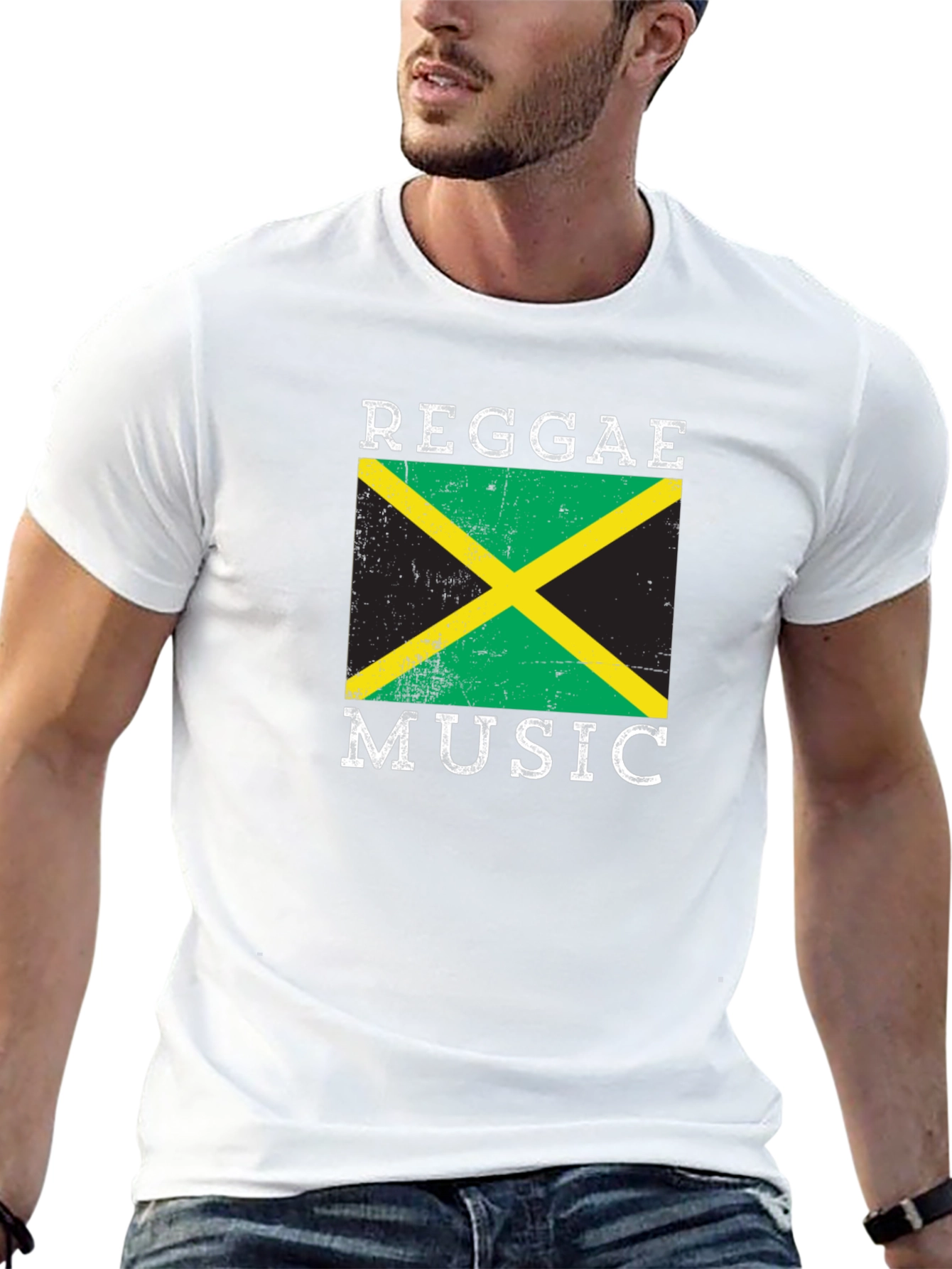 Reggae Music Jamaica Flag Graphic T-Shirt