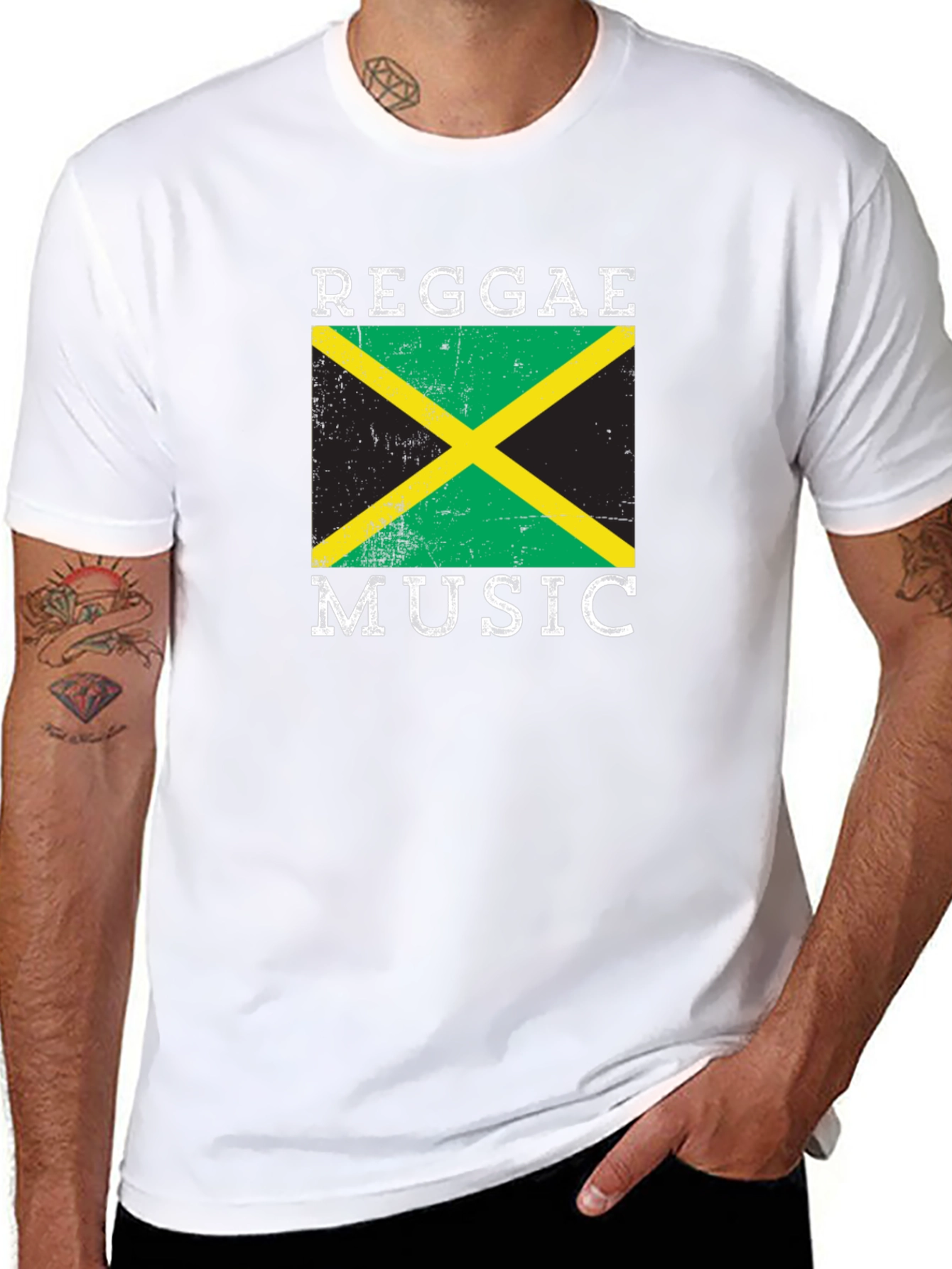 Reggae Music Jamaica Flag Graphic T-Shirt