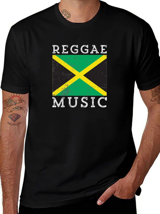 Reggae Music Jamaica Flag Graphic T-Shirt
