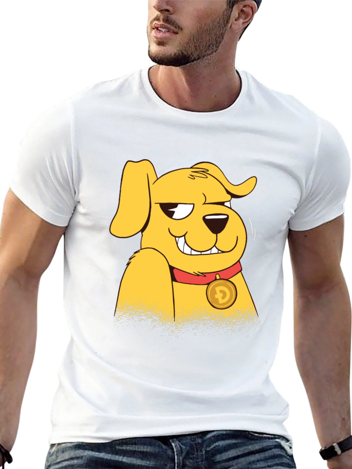Doge Cartoon Graphic Black T-Shirt