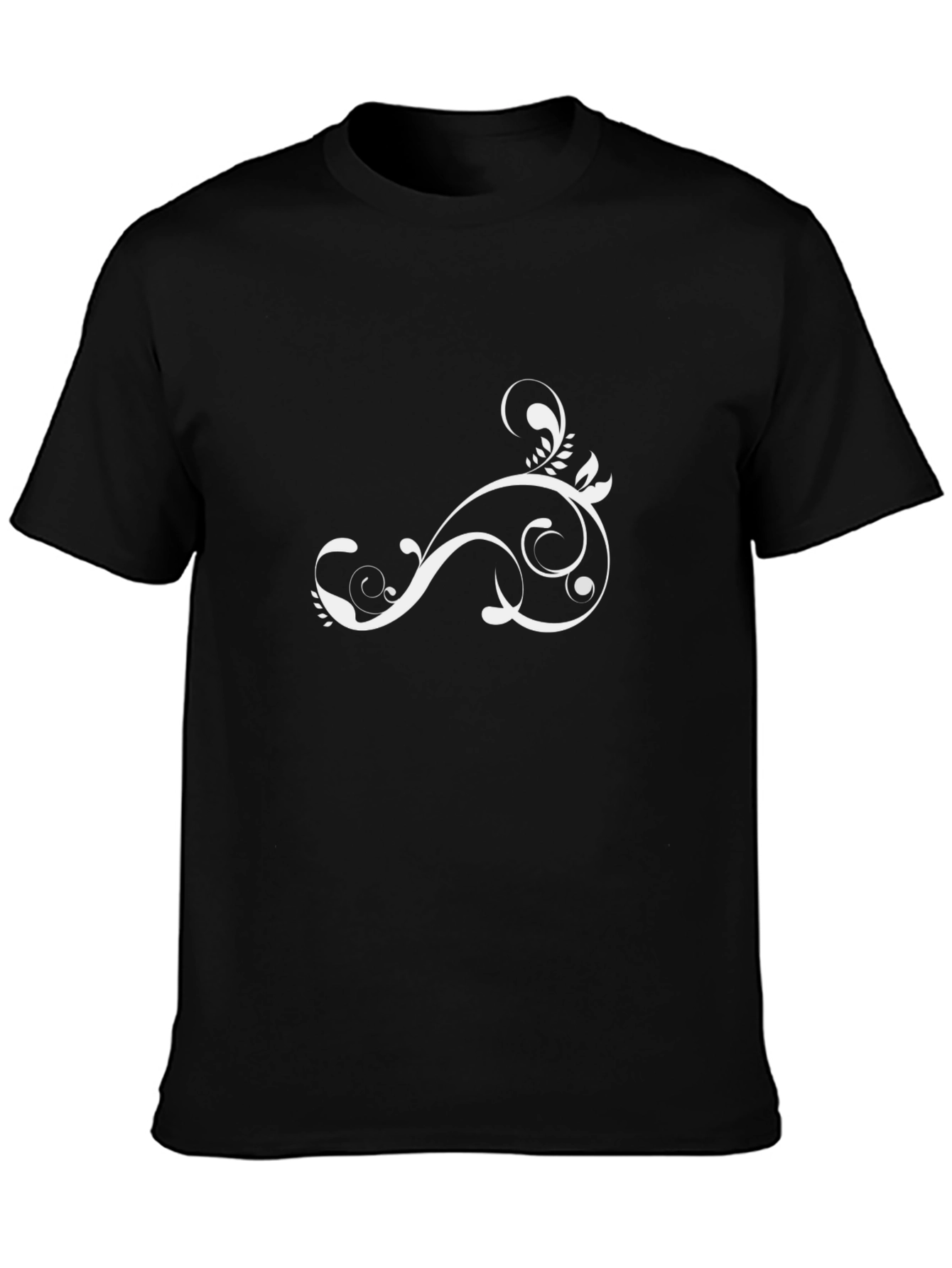 Elegant Swirl Tee - Black Cotton Comfort