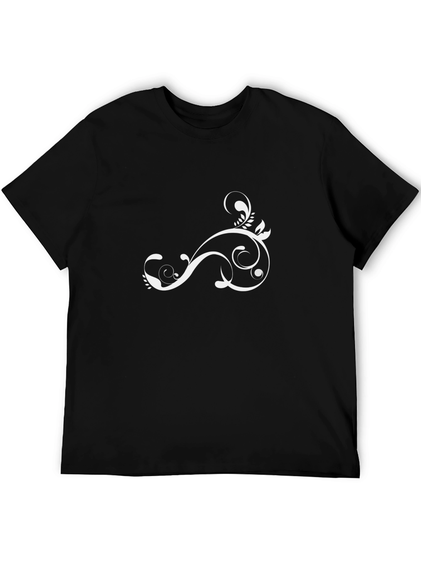 Elegant Swirl Tee - Black Cotton Comfort