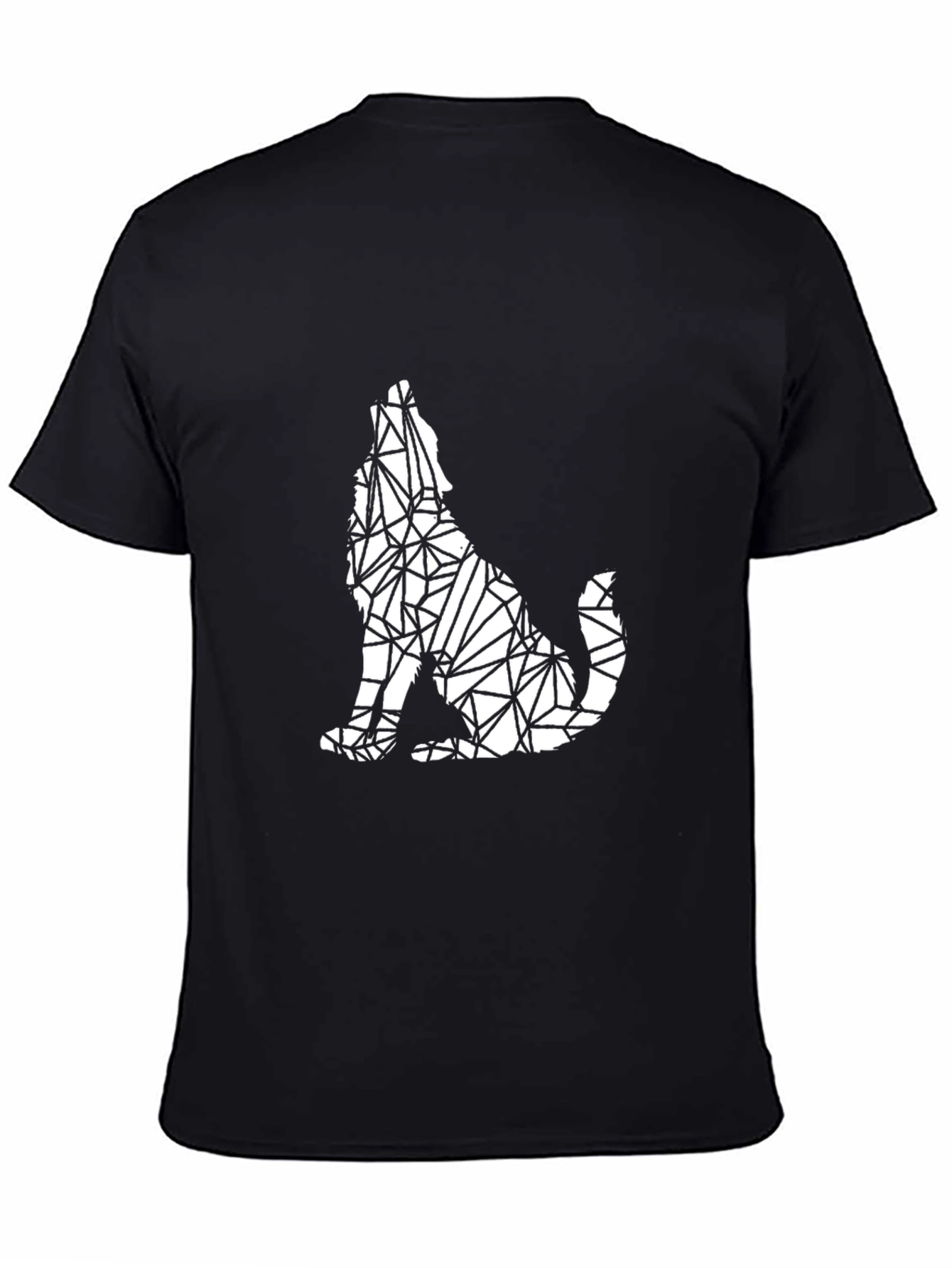 Geometric Wolf Black T-Shirt