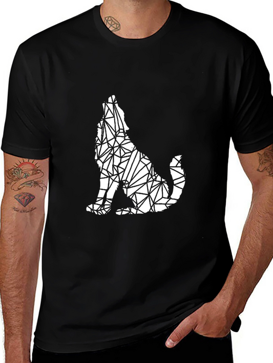 Geometric Wolf Black T-Shirt