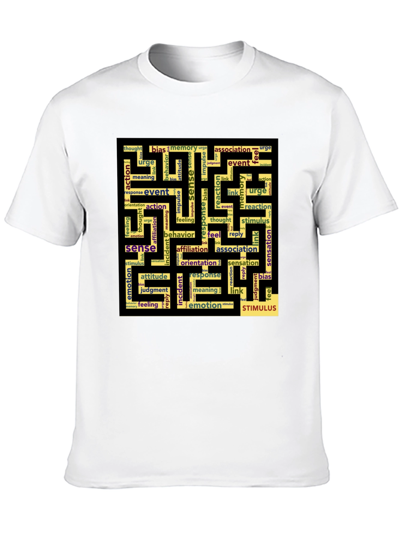 Sense Maze Black T-Shirt - Word Art Design