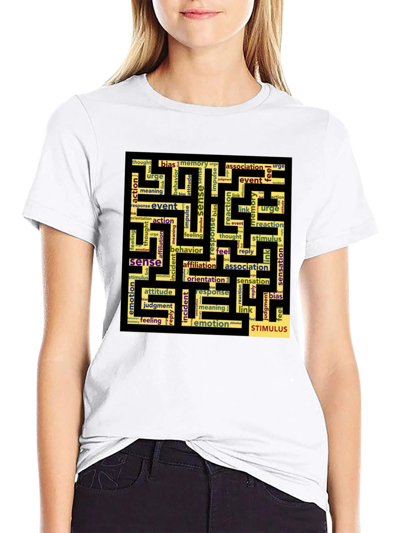 Sense Maze Black T-Shirt - Word Art Design